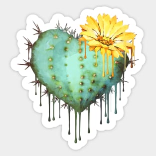 Cactus heart watercolor jellow flower Sticker